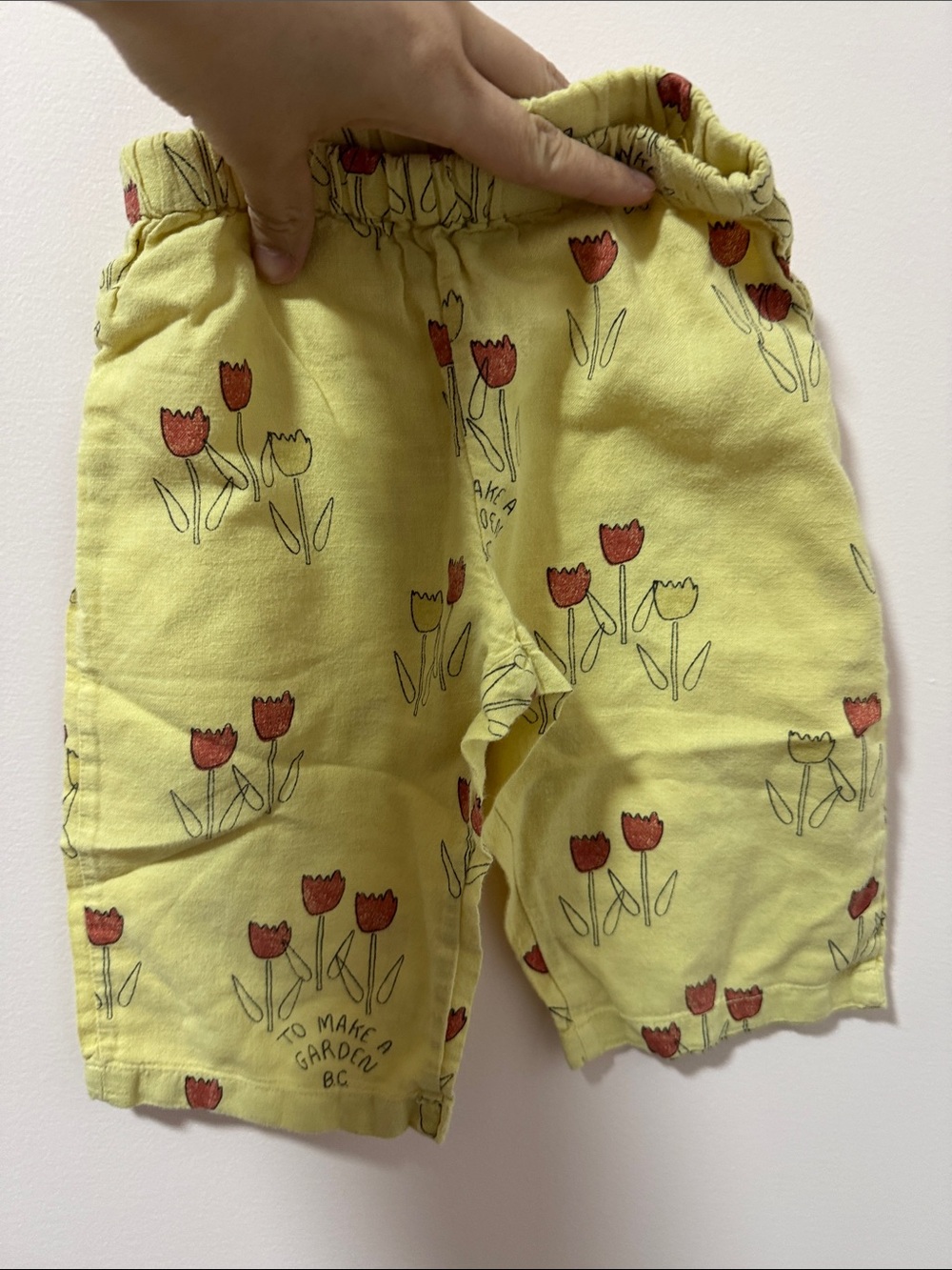 Bobo Choses Yellow Tulip-Print Elastic Waist Kids Shorts